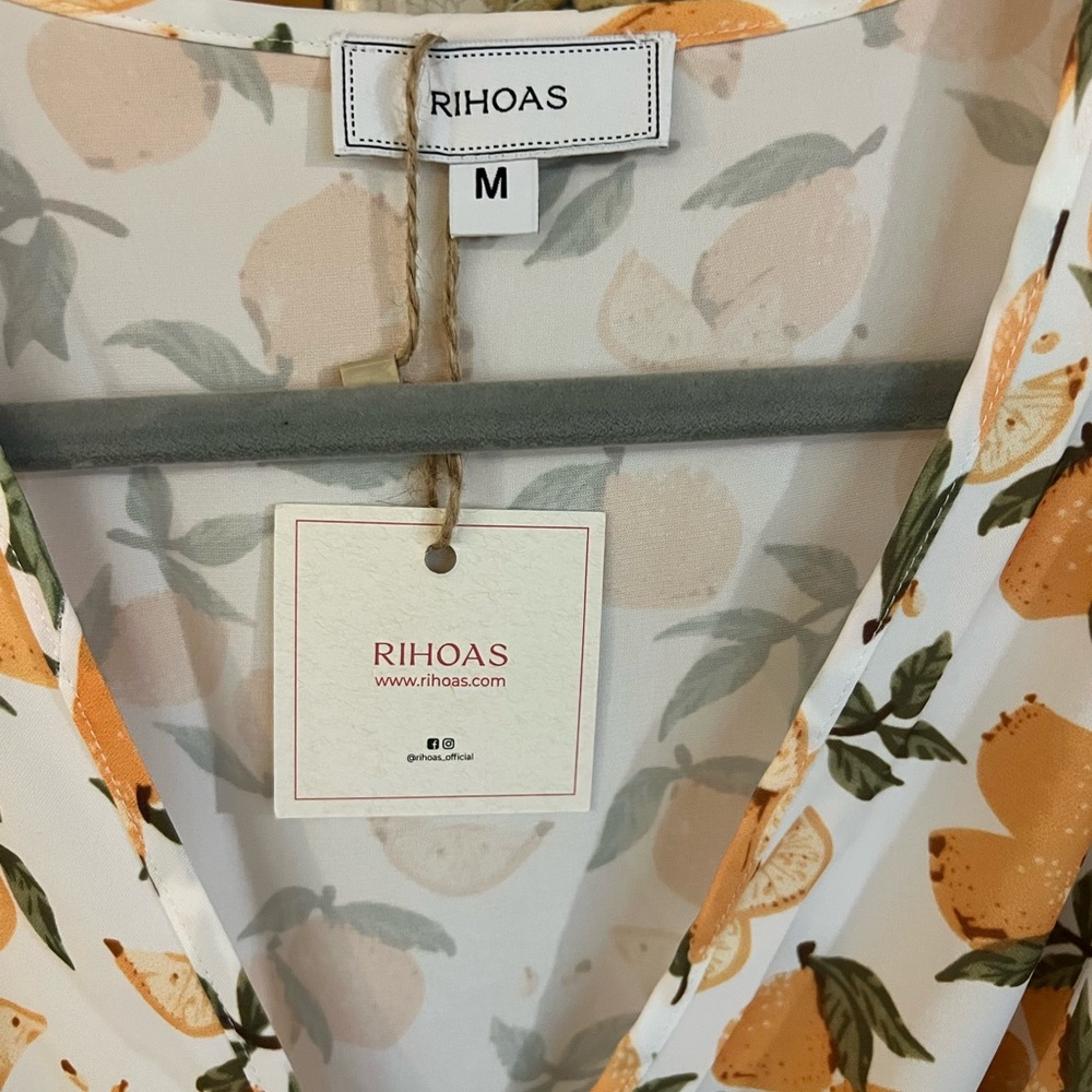 Floral Wrap Dress in Orange and White - Picture 2 of 3